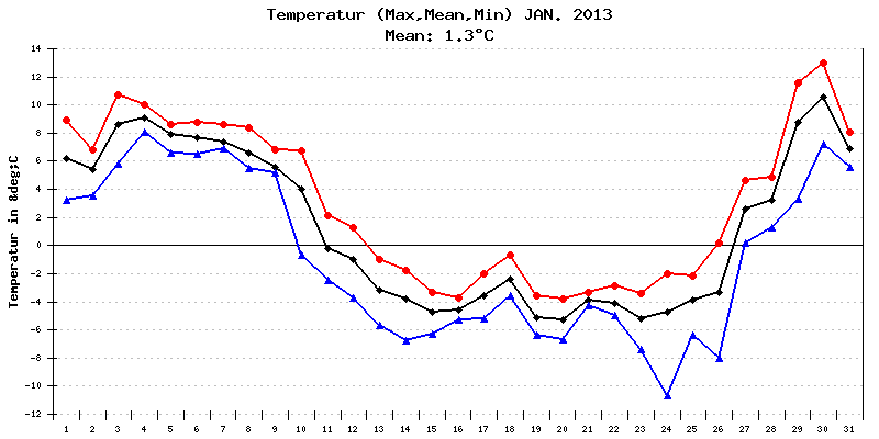 Temperatur Januar 2013