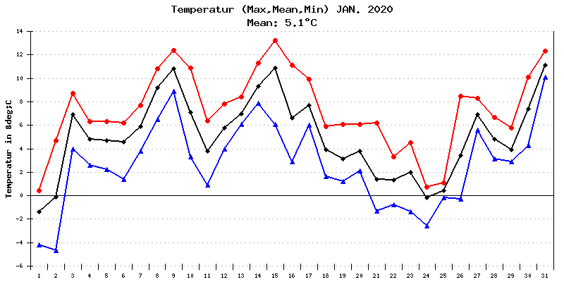 Temperatur Januar 2020